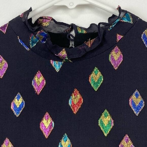 SALONI Silk Fil Coupe Marissa Mini Dress in Black Rainbow. * Read - Picture 10 of 15